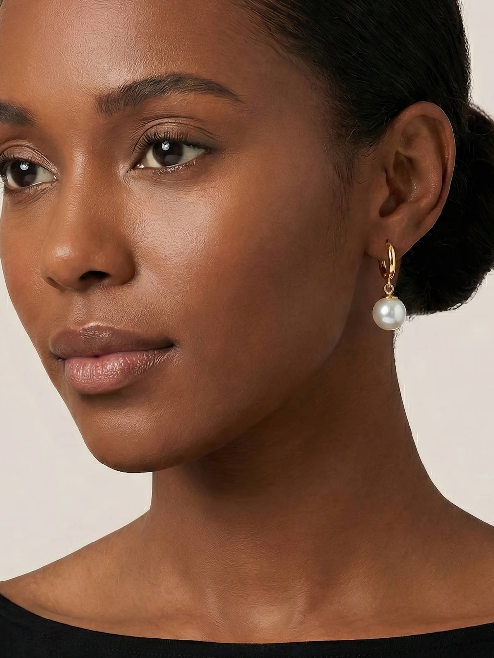 18k Gold Plated Hoop Earrings with White Pearl Drop - Elegant Women’s Jewelry